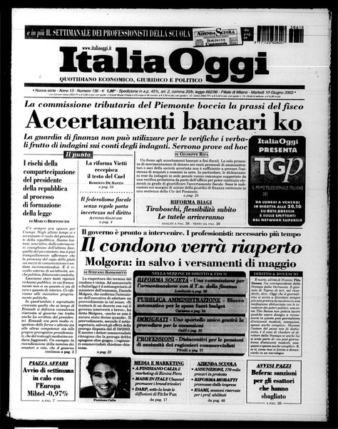 Italia oggi : quotidiano di economia finanza e politica